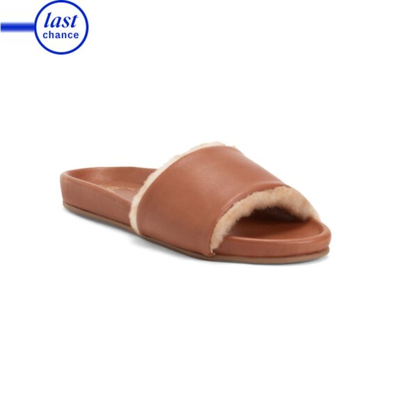 BEEK Cognac Made In Mexico Leather Gallito Shearling Sandals - Picture 1 of 2